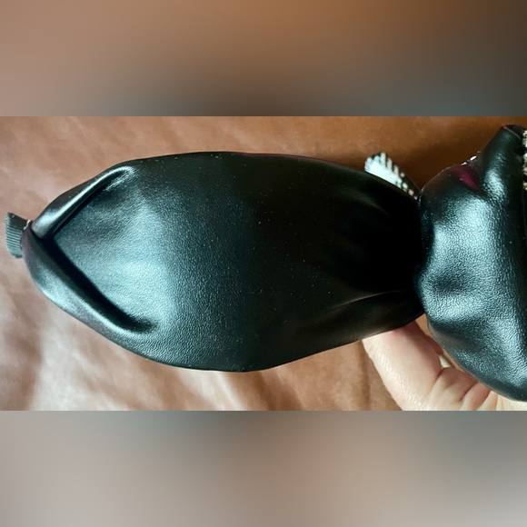 BNWT!Fashion headband,black faux leather,offwhite check tweed small gold clovers - Picture 9 of 16